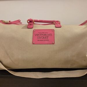 Victoria's Secret Pink and Beige Duffle Bag
